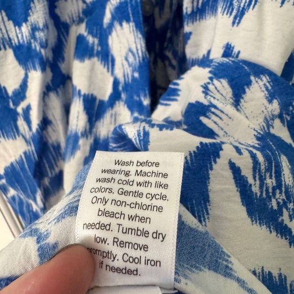 Sonoma Smock Button Midi Dress, Vivid Blue Floral, Petite Large - Picture 9 of 9